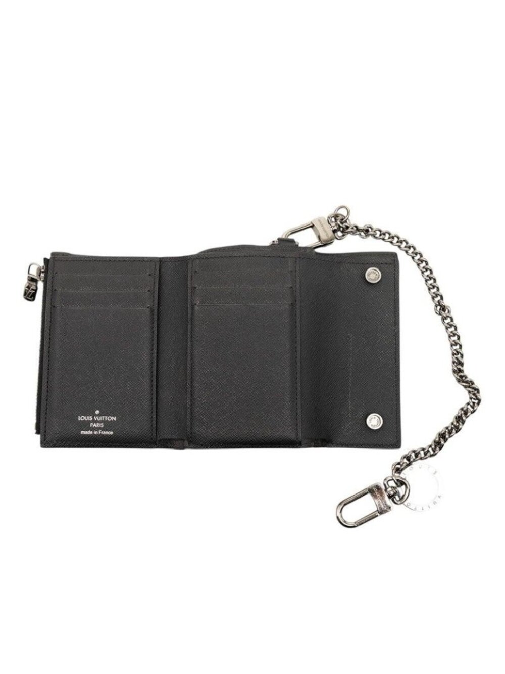 Louis Vuitton Monogram Eclipse Chain Compact Wallet Trifold Black - Picture 4 of 7